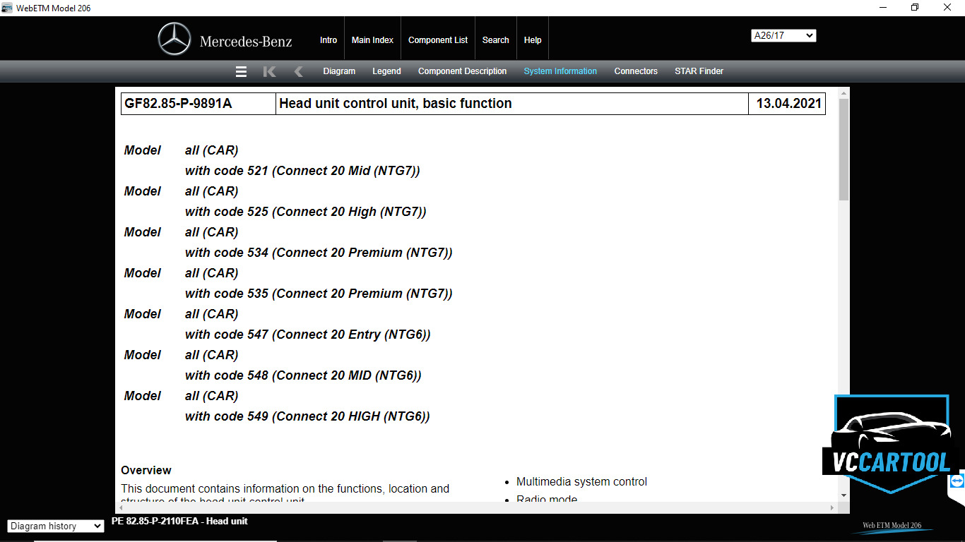 System Information Mercedes StarFinder