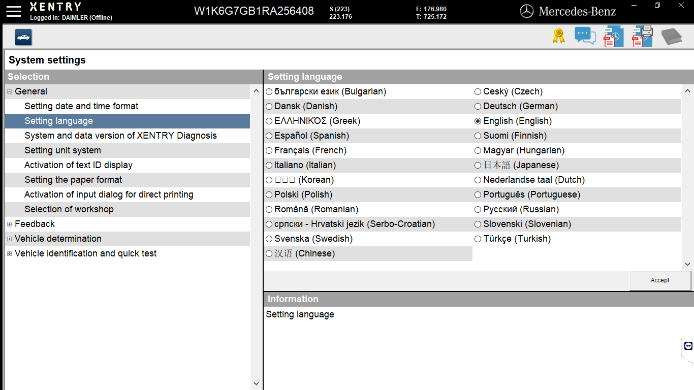 Language Xentry Openshell Mercedes