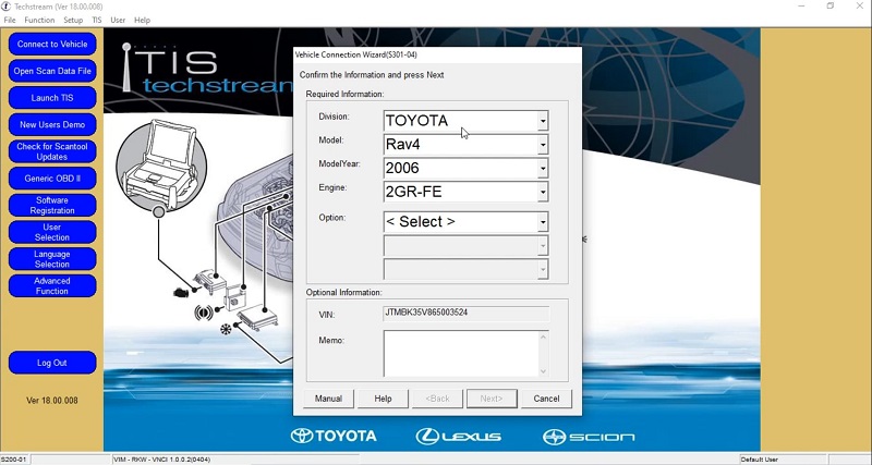 Connect vehicle techstream Toyota