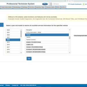 search vehicle by year and code ford pts