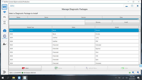 support model GM techline software