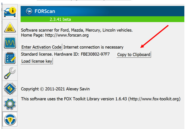 Copy Hardware ID in FORScan