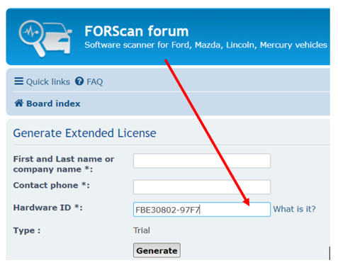 FORScan License Request Form