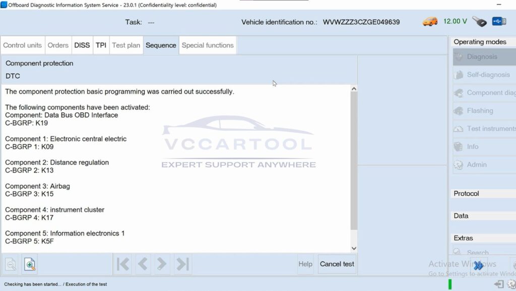 VW login OS 23 remove component protection