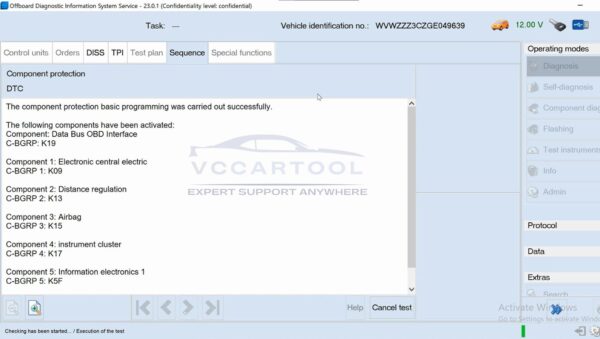VW login OS 23 remove component protection