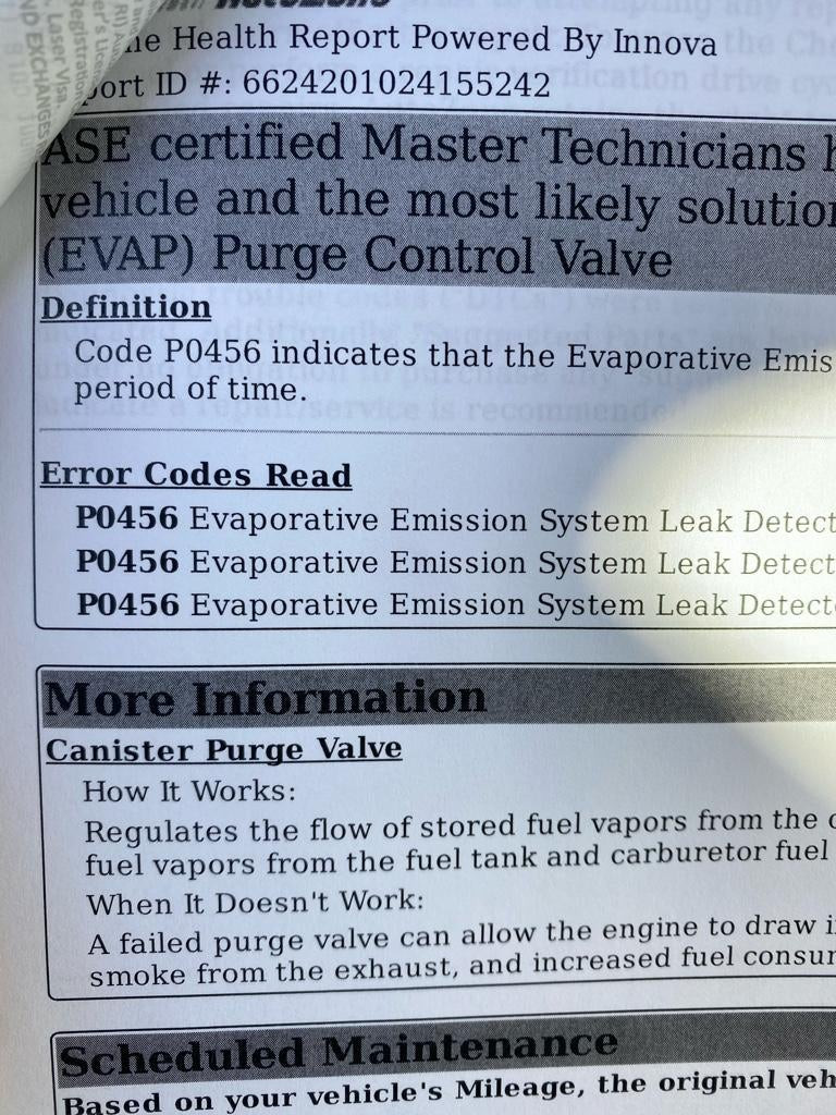 Inspecting for Engine Light Code P0456