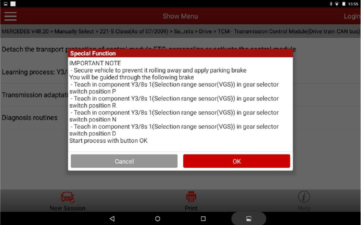 Benz W211 Gearbox Programming Coding by Launch X431 selection range sensor