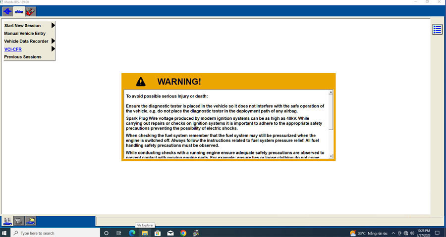 Mazda IDS Software Interface
