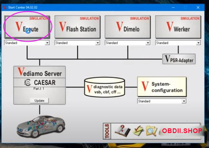 Select V Ecoute in Vediamo software