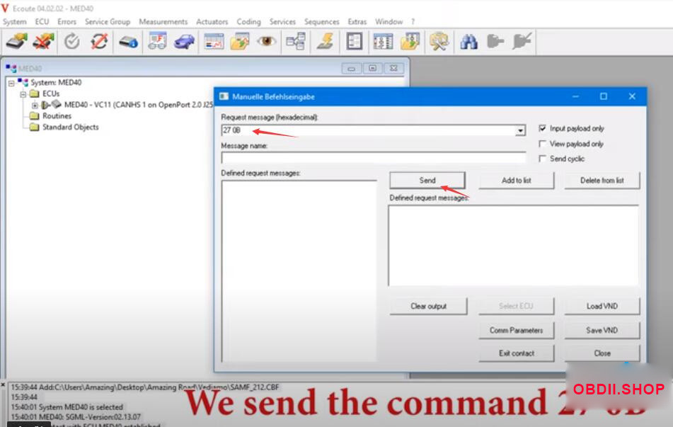 Select manual command input