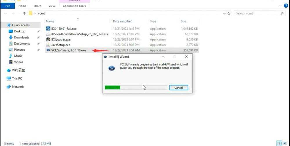Selecting VCM3 as the device type during installation