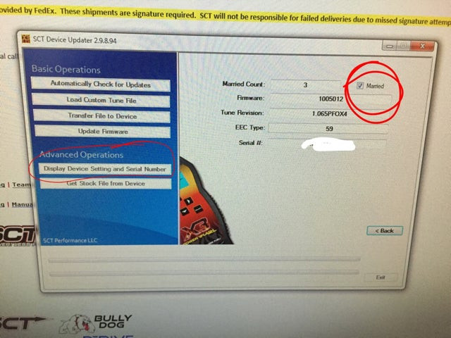 Verifying the SCT X4 device status through computer device settings for confirmation of unmarried status and readiness for new configurations