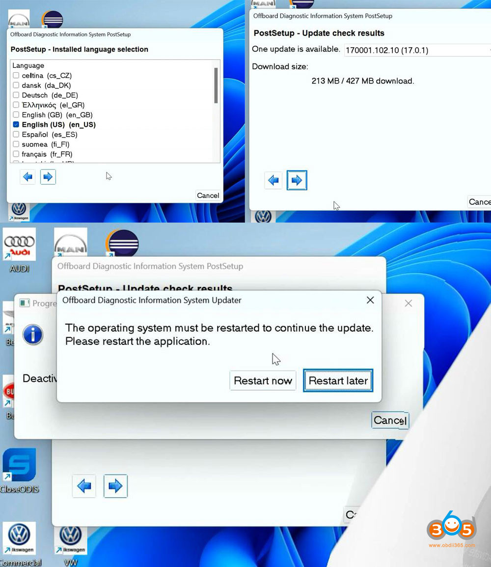 Waiting for the PostSetup installation to complete in ODIS-E V17.