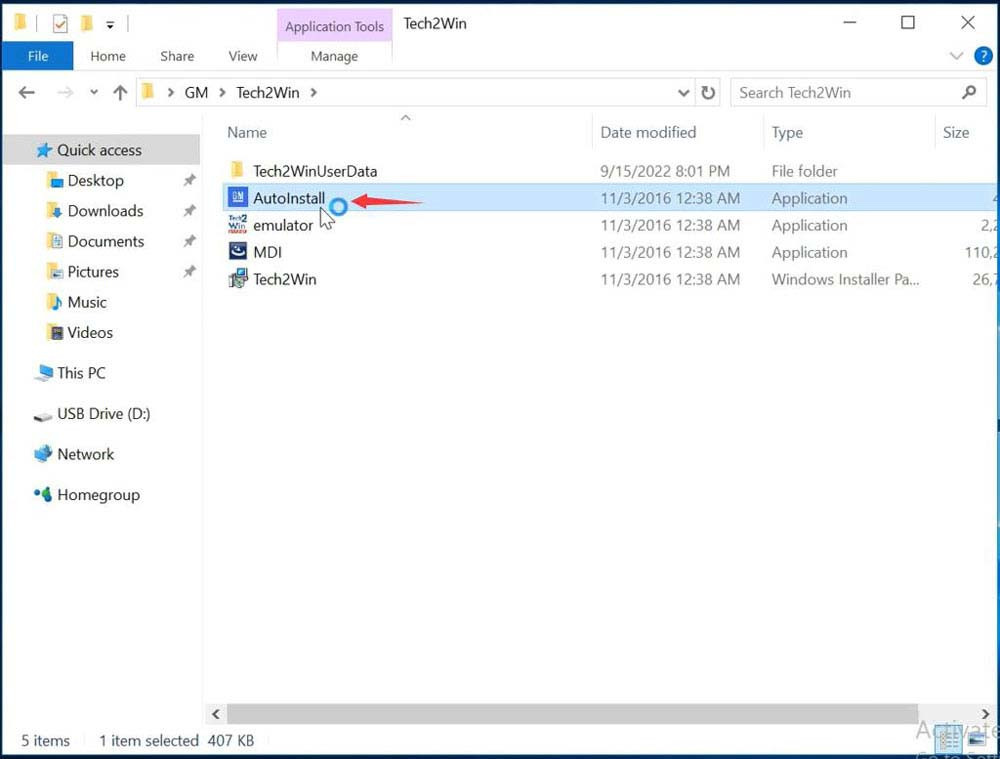 Running AutoInstall.exe in Tech2win folder