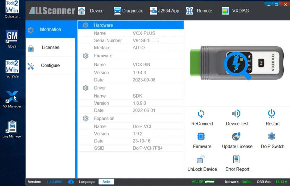 Connecting VXDIAG VCX Nano GM scanner