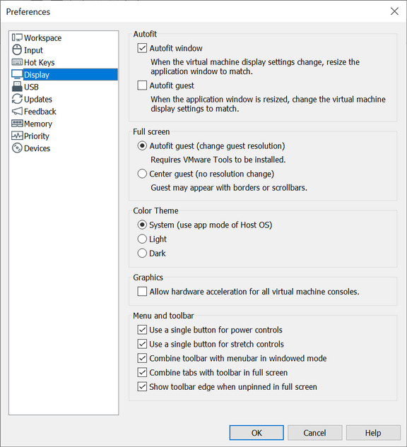 VMware preferences display setting for PIWIS 3