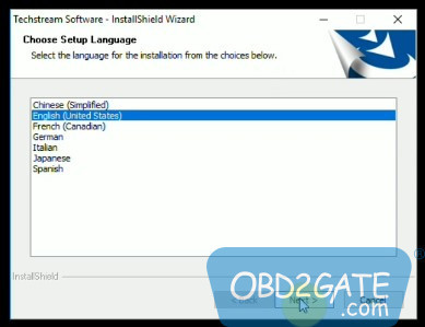 Techstream setup language selection