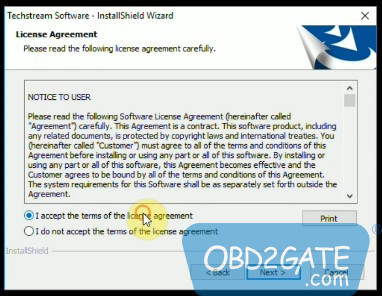 Accept Techstream license agreement