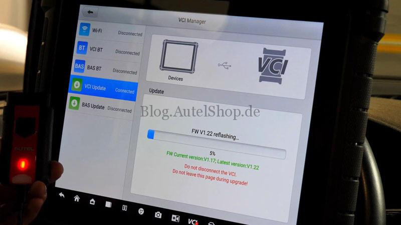 Update Now option on Autel device