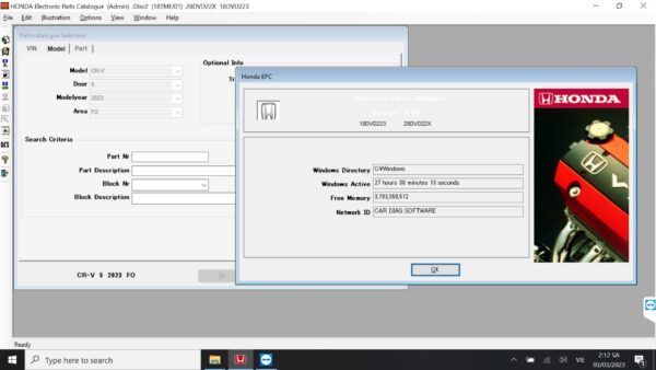 HONDA EPC Software Start Interface