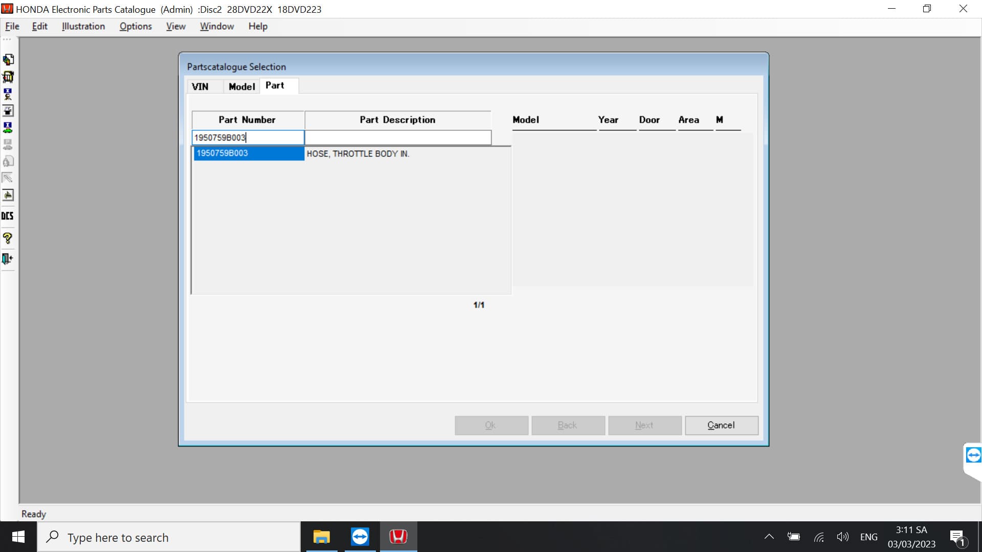 Search by Part number HONDA EPC Software (1)