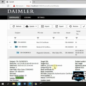 Mercedes Xentry Zenzefi Certificate for New Car (1)