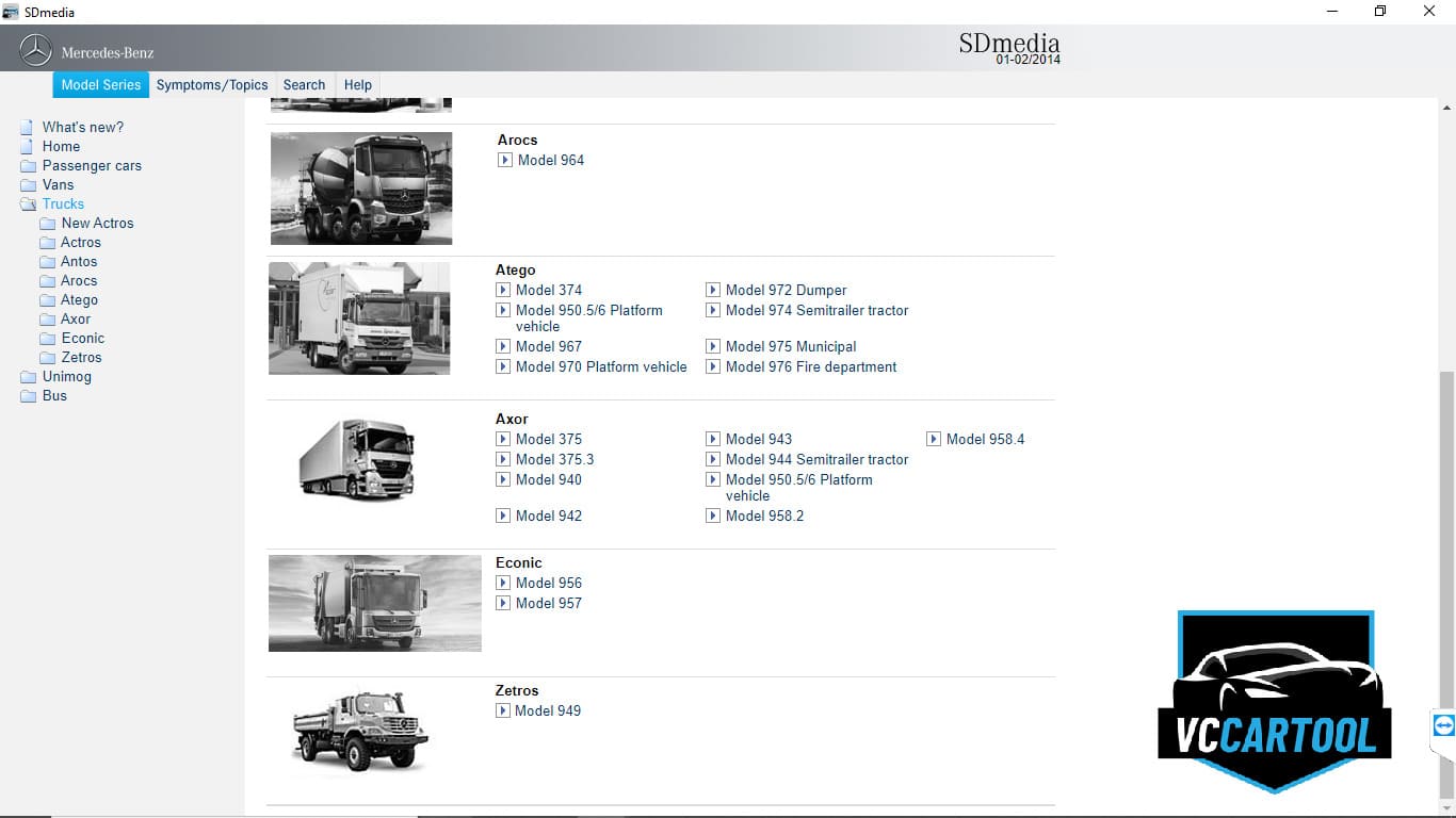 Truck model supported Mercedes SDMedia 2